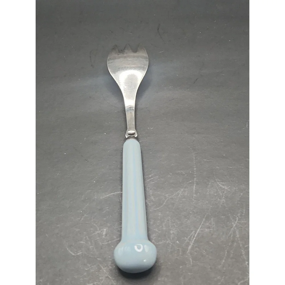 Rare‎ Blue Handled VTG Denby Regency Castile Salad/Dessert Fork Made In Egland